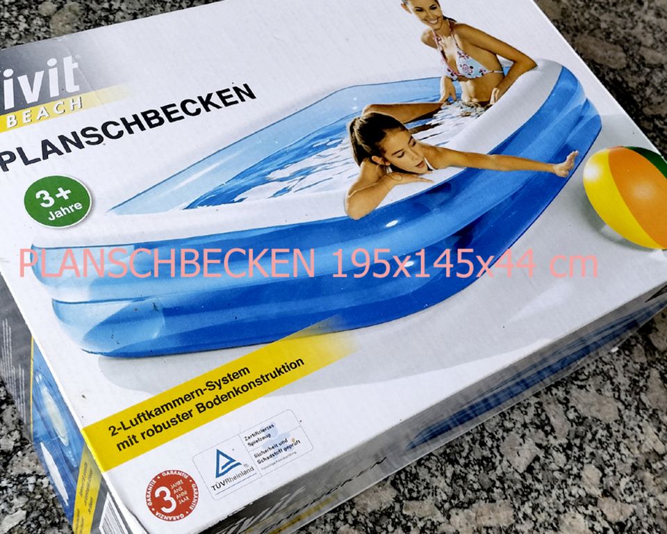 CRIVIT BEACH PLANSCHBECKEN | 196 x 145 x 44 cm | XL Badespaß | 3+ in Süßen