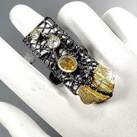 Prachtstück-Designerring-925er Silber-14ct Gold-Citrin & Topas 18 Nordrhein-Westfalen - Nettersheim Vorschau