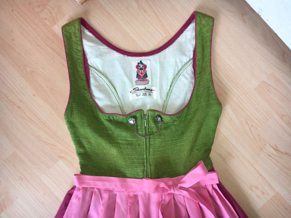 True Vintage 70er Dirndl Salzburger Tracht Wild-Seide Retro 34/36 in Langweid am Lech