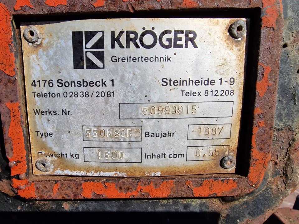 Kröger 550MSGR2 Mehrschalengreifer Polypgreifer Baujahr 1987 in Mücke