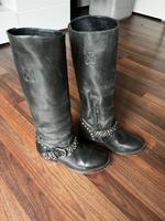 ASH schwarze Leder Biker Stiefel mit Nieten Gr. 37 Bayern - Augsburg Vorschau