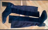Overkneestiefel, Velourleder/ Stretch, Blau, Gr41 Berlin - Treptow Vorschau