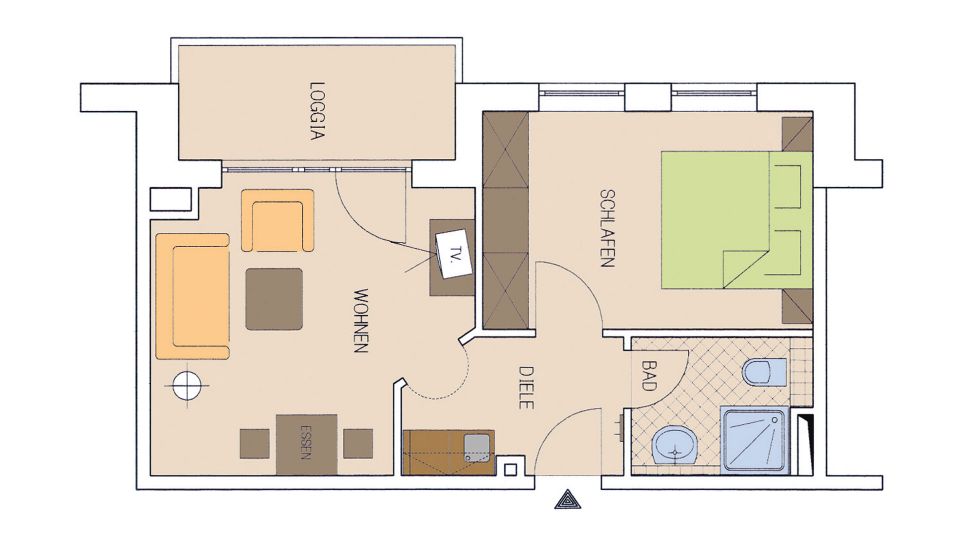 Wohnungen 40 m² Wohn-Schlafraum getrennt in Bad Füssing