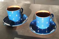 2 Tassen Teetassen Kaffeetassen Keramik blau mit Untertasse Baden-Württemberg - Heidelberg Vorschau