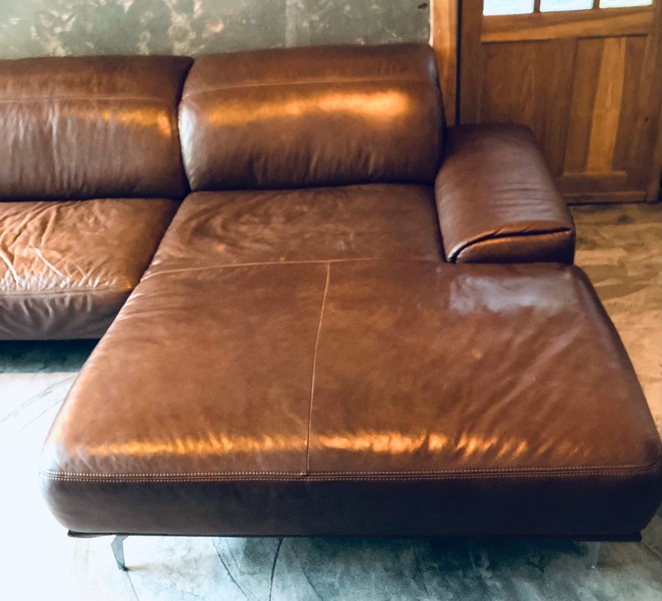 Musterring MR2490 Ecksofa Ledersofa braun Vintage in Enger