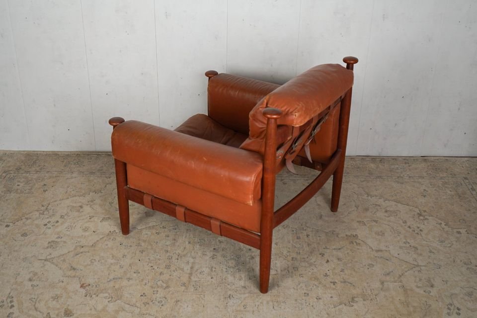 4x Vintage Teak Admiral Stuhl Sessel Echtleder Lounge Chair in Hamburg