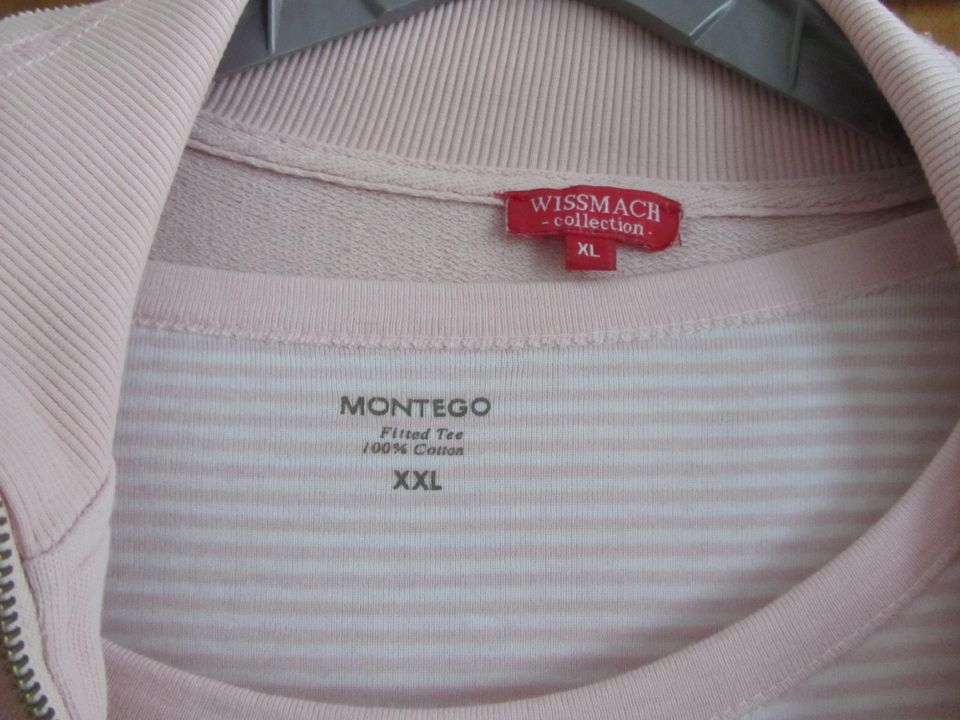 Set Kombi Sweatjacke T-shirt Rosa XL Montego in Kerpen