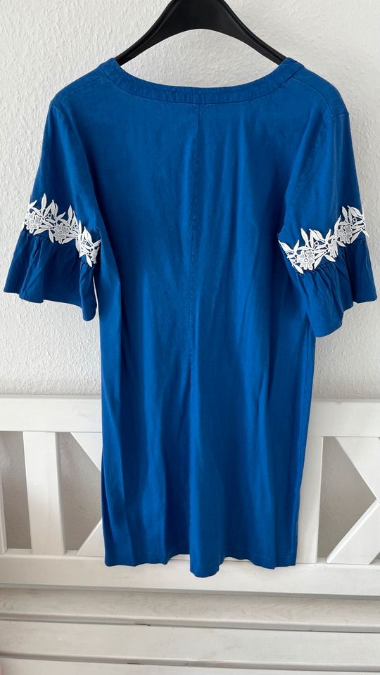 Damen Kleid TAIFUN blau Größe 40 Spitze weiß in Kerpen