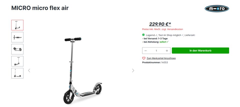 Micro Scooter Alu Flex Air in Flörsheim am Main