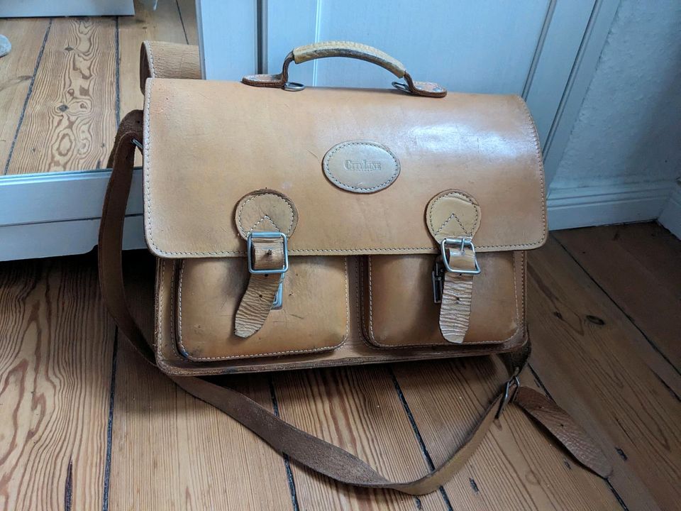 Leder Umhängetasche Vintage Schule Schultasche Lehrer Braun beige in Berlin