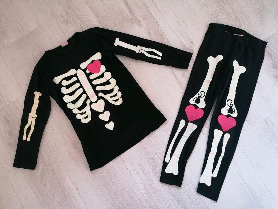 Kostüm Skelett Fasching Langarmshirt Leggings 116 Halloween Karne in Erfurt