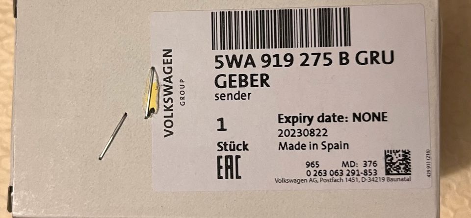 VAG PDC Sensor 5WA919275B GRU / 5WA919275 905 NEU in Mühlhausen