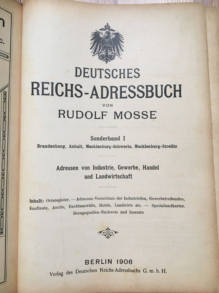 Deutsches Reich Adressbuch Anhalt Mecklenburg Brandenburg Berlin in Dessau-Roßlau