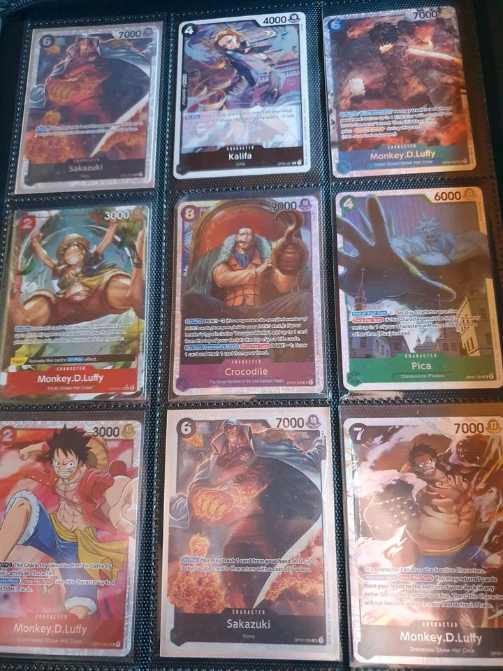 Onw piece tcg  luffy law wanted kid  sabo koby  izo king pudding in Dessau-Roßlau