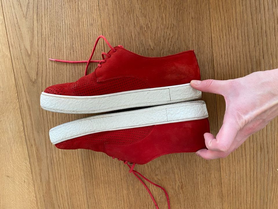 Damen Leder Sneakers in Rot Größe 38 in Schönaich