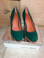 Da-Pumps "Kayla" Gr.37, dkl.grün-orange, Microvelours, Neu Baden-Württemberg - Welzheim Vorschau