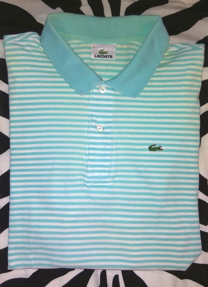 ⫸ LACOSTE ® ⫷ Business Polo Shirt COTTON Türkis Gestreift Gr. 7 in Hannover