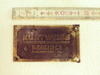 Fabrikschild Messing Kurt Weiss Werkzeugmaschinen Berlin Brandenburg - Bernau Vorschau