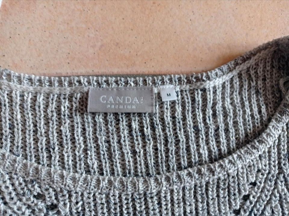 Damen Pullover lang, Strickpullover grau-Glitzer Größe M in Zirndorf