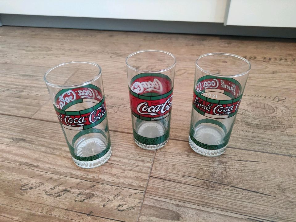 Coca Cola Trinkglas 3 Stück Tiffany Style 0,2 L 80er Jahre in Heide