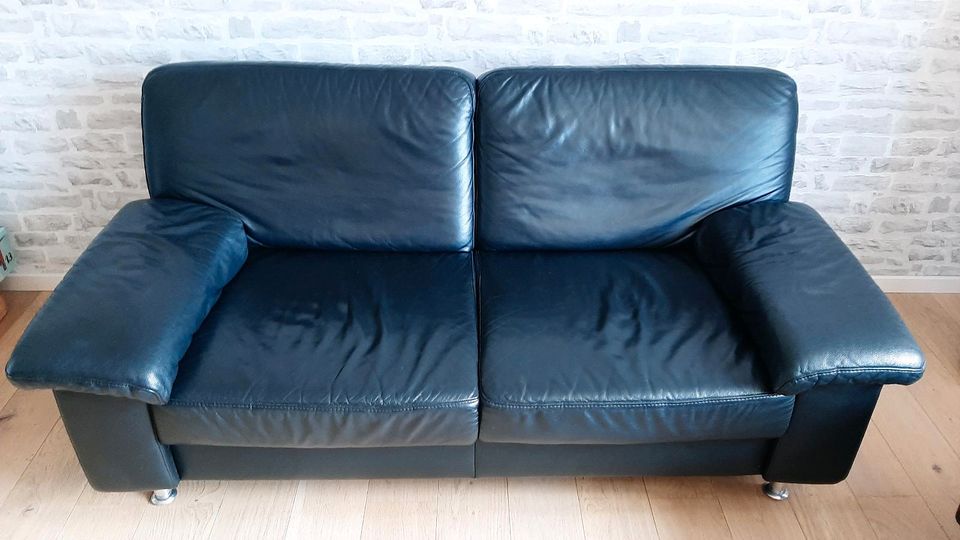 Couch Sofa Leder schwarz Ledercouch in Unterensingen