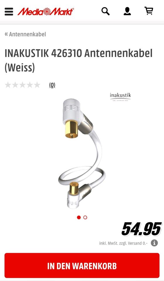 Inakustik Antennenkabel KOAX Premium 10m & 3m BK Sat Kabel TV Neu in Berlin