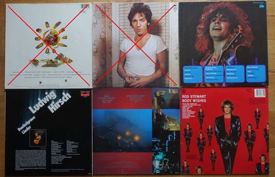 Vier Schallplatten Pock/Rock U2, Rod Stewart u.a. in Kuhardt