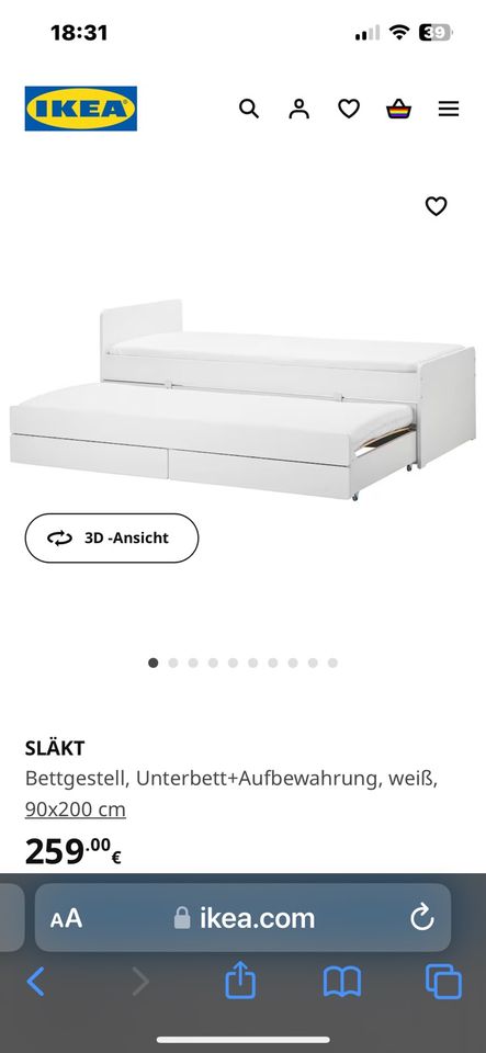 Bett von IKEA: SLÄKT 90x200 in Wiesbaden