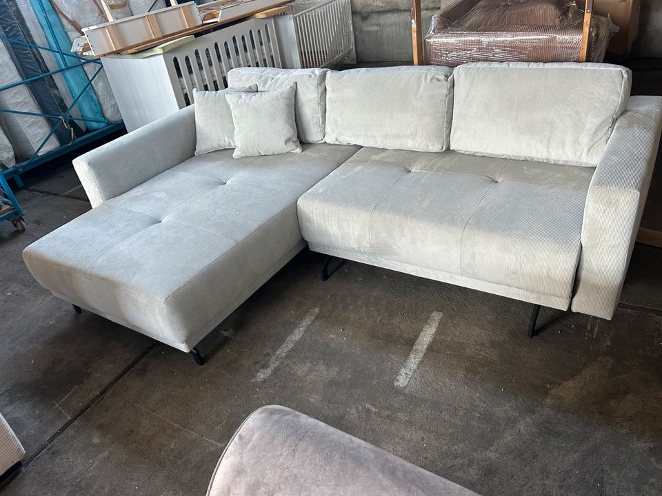 ‼️-46%‼️Ecksofa Eckcouch Cord Mit Schlaffunktion Bettkasten Silber in Stendal