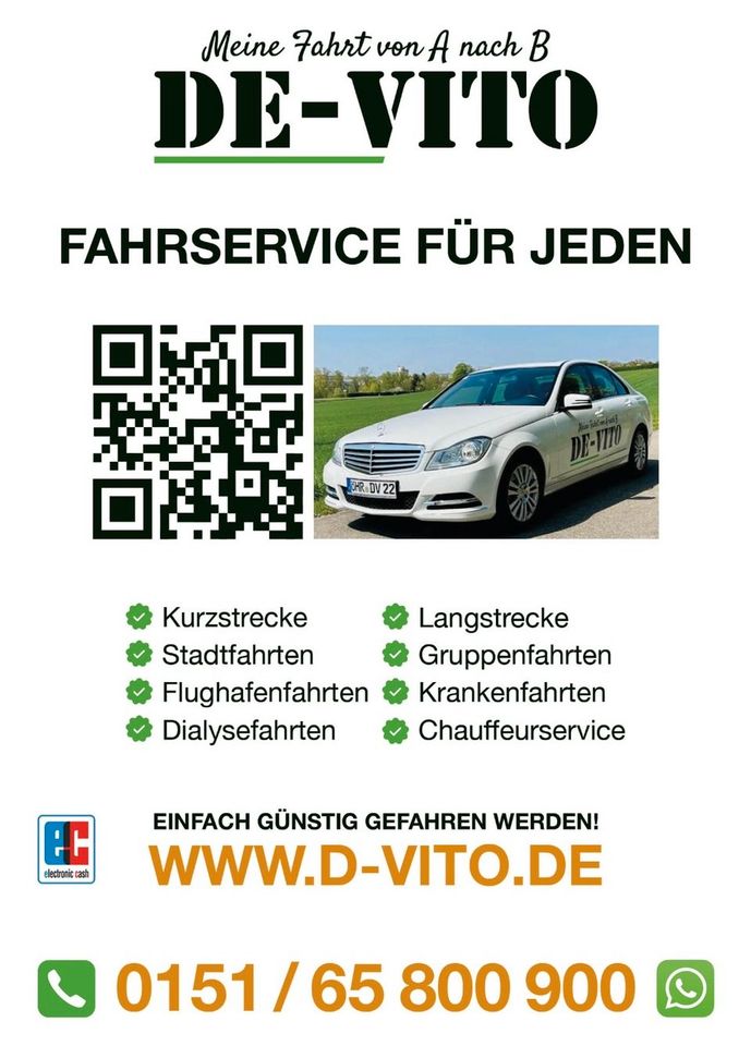 Alternative zum Taxi De Vito Fahrservice Party Reise Reha Arzt in Öhringen