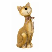 Dekoration Skulptur Katze braun Schleife 31cm Cat Design Kitten München - Altstadt-Lehel Vorschau