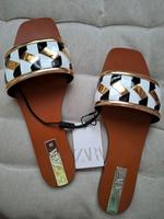 Zara Sandalen Gold braun weiß muster 38 OVP Dortmund - Innenstadt-West Vorschau