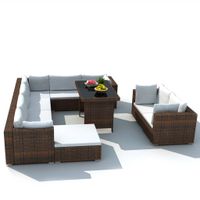 10-tlg. Garten-Lounge-Set mit Auflagen Poly Rattan Braun Bayern - Bad Kissingen Vorschau