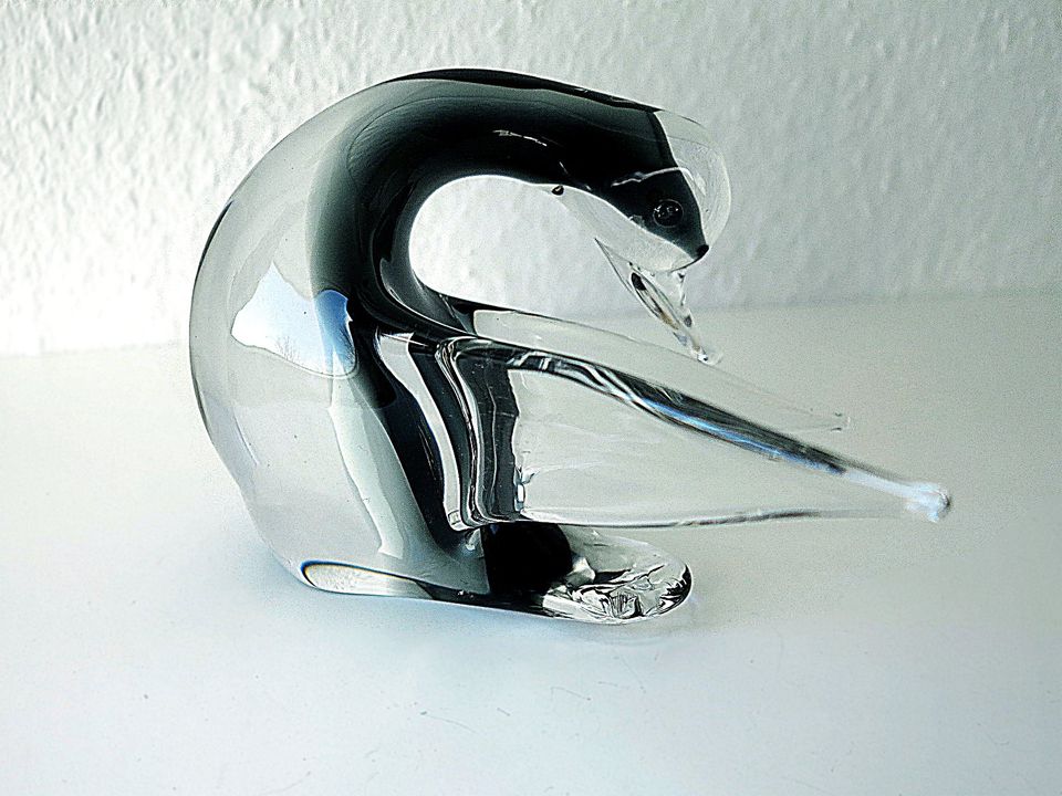 Skulptur Glasfigur ENTE klar/grau ca.12x18cm massiv 1070g RARITÄT in Lüneburg