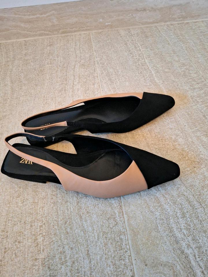 NEU Slingbacks ZARA 40 Ballerina two tone beige schwarz in Offenbach