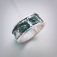 Zeit ist Geld Benjamin Franklin Augen Sterling Silber Band Ring Sachsen - Chemnitz Vorschau