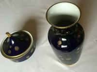 Vase+Konfektschale Kobalt Gold Fine Lichte China  Made in DDR Hessen - Zierenberg Vorschau