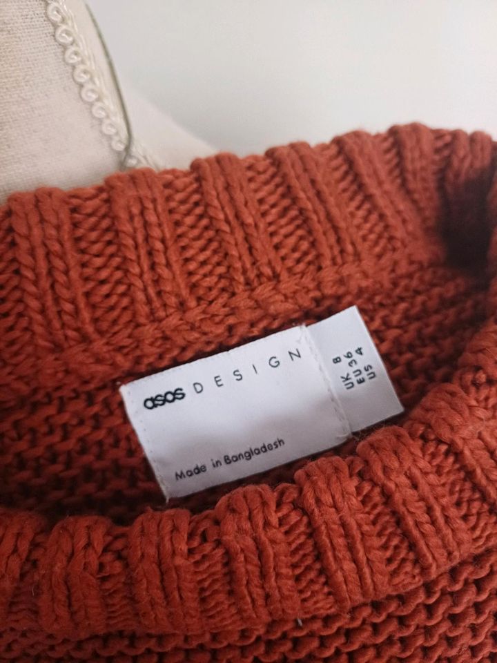 ASOS rostbraun Strickpullover Ballonärmel Rundhals 36 in Lutherstadt Wittenberg