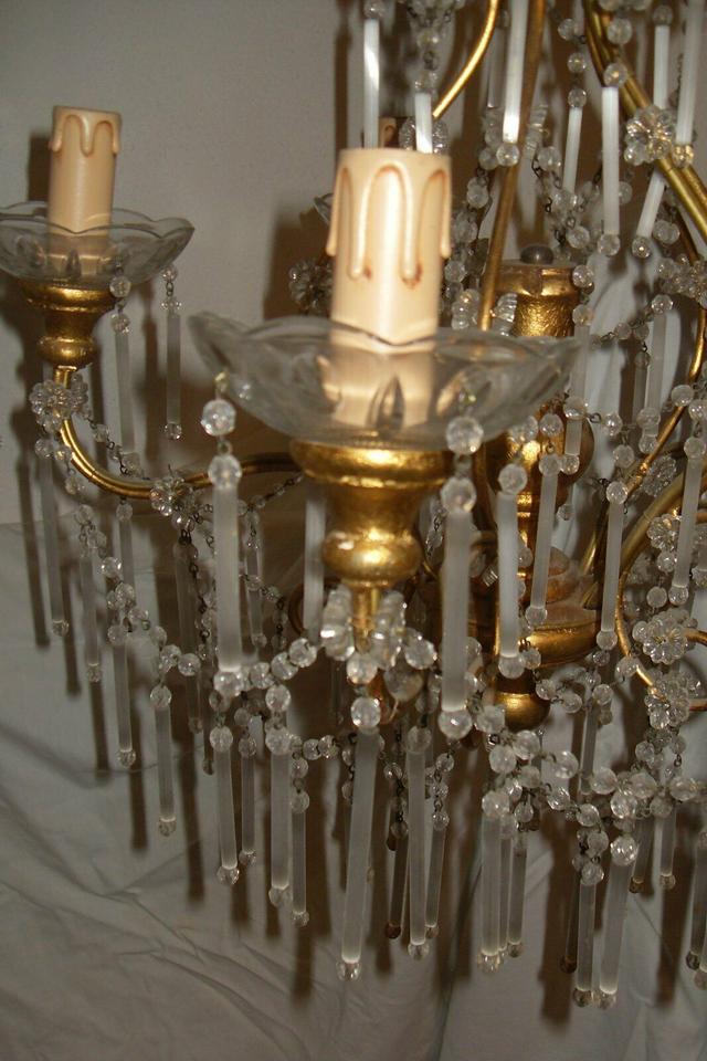 MURANO Kronleuchter, goldfarbig, 5 flammig, gebraucht in Bad Schönborn