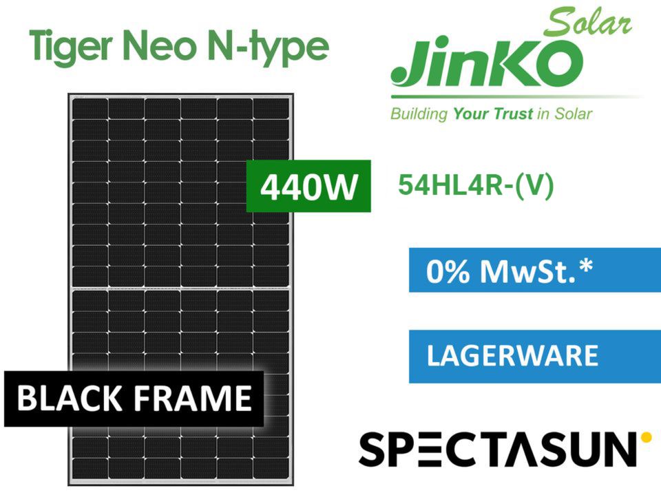 ☀️440w Jinko Tiger Neo JKM440N-54HL4R-V-440W Black Frame Solarmodul Solarpanel. Power Hammer. ✅SOFORT ABHOLBEREIT☀️Peine in Peine