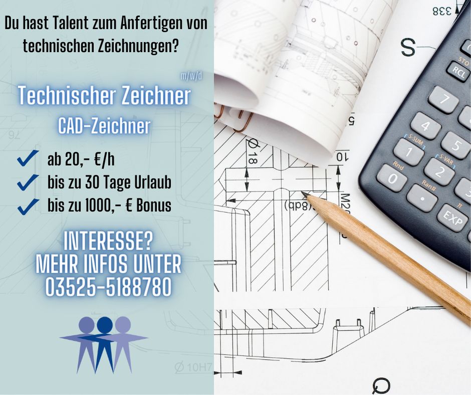 Technischer Zeichner / CAD-Zeichner (m/w/d) ✔️  ab 17,- €/h ✔️ in Riesa