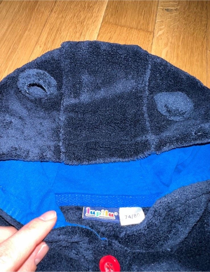 Kuscheliger Kapuzenpollover Pullover Shirt Teddy Bär 74 80 blau in Stuttgart