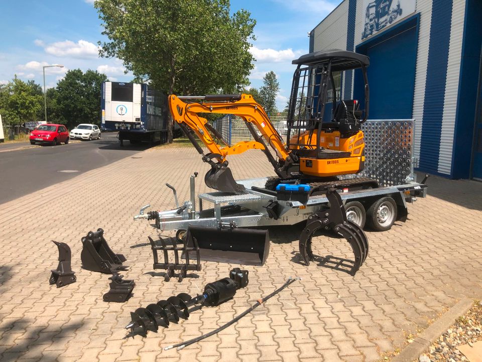 Minibagger BK1700JS + Tieflader + Zubehör *21.458€ NETTO*BERGER KRAUS*KUBOTA*JOYST*SOFORT! in Kassel