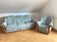 Türkise Retro Couch / Vintage Sofa / Sitzgarnitur mit Sessel Bayern - Wiesenbronn Vorschau