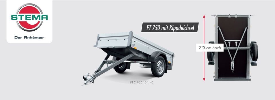 Pkw Anhänger STEMA S7 | 201x108cm | 750kg Kippdeichsel, kippbar in Cottbus