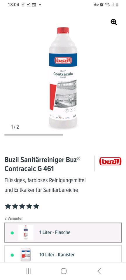 Buzil BUZ CONTRACALC G 461 Entkalker Sanitärreiniger Reiniger in Bad Sachsa