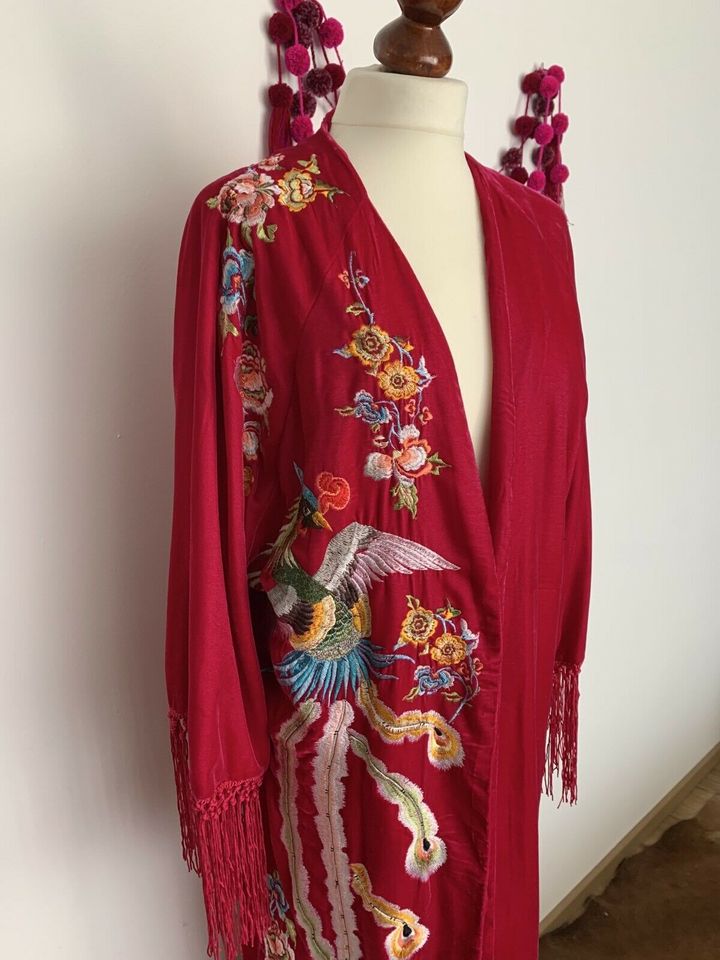 Traum Kimono Samt Stickerei M Hippie Mantel Boho ASOS Asia Insta in Niedernhausen