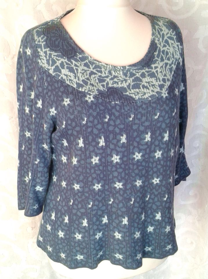 Pullover Strick-Pulli dunkel-blau orange Paisley-Muster 40 42 XL in Berlin