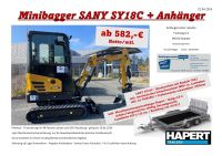 Minibagger inkl. Hapert Anhänger Indigo LF-2 günstig ab monatlich Bayern - Senden Vorschau