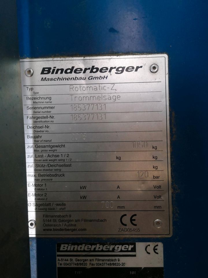 Trommelsäge Binderberger ROTOMATIC in Mössingen